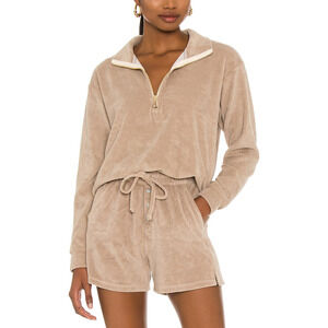 Donni. 'Terry' Tan Terrycloth Half Zip Pullover Size S